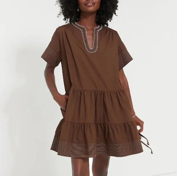 tuckernuck brown dress Tuckernuck - Dark Brown Suede Stand Collar Clifton Dress.  https://bit.ly/3akLTiL